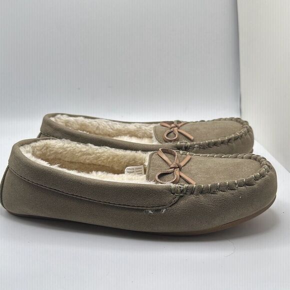Cushionaire Women's Moccasin Slipper +Memory Foam 8 STONE - Picture 1 of 7